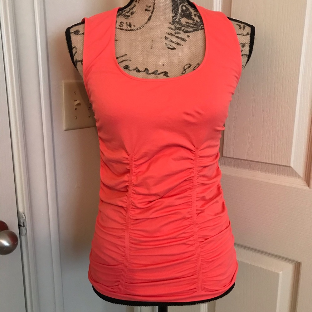 Tangerine ruched tank top